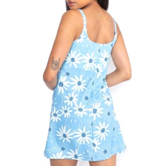 BSR by Samii Ryan X Smiley Face Light Blue Floral Mini Slip Dress Size Small - Picture 3 of 11